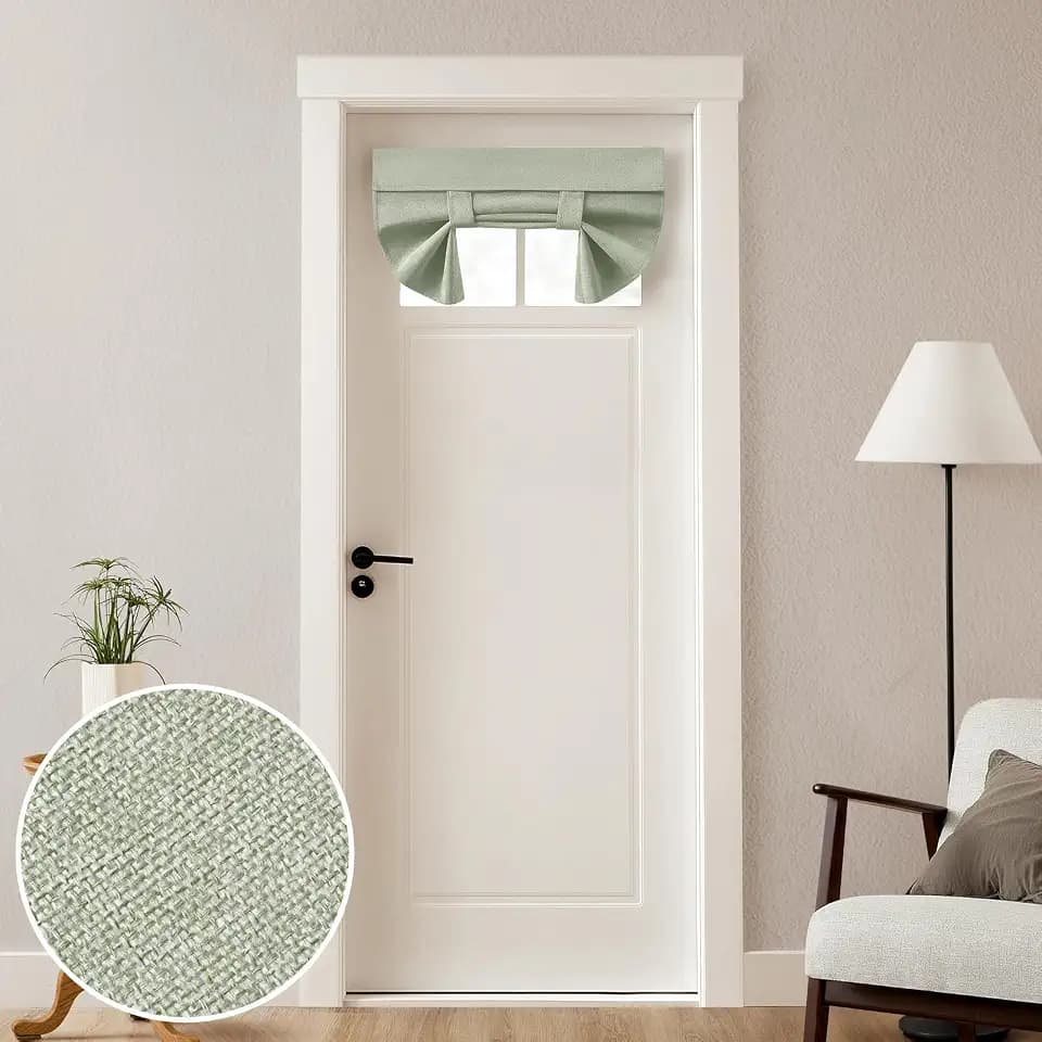 HOMEIDEAS 100% Blackout Linen Door Curtains for French Door 26x20 Inch