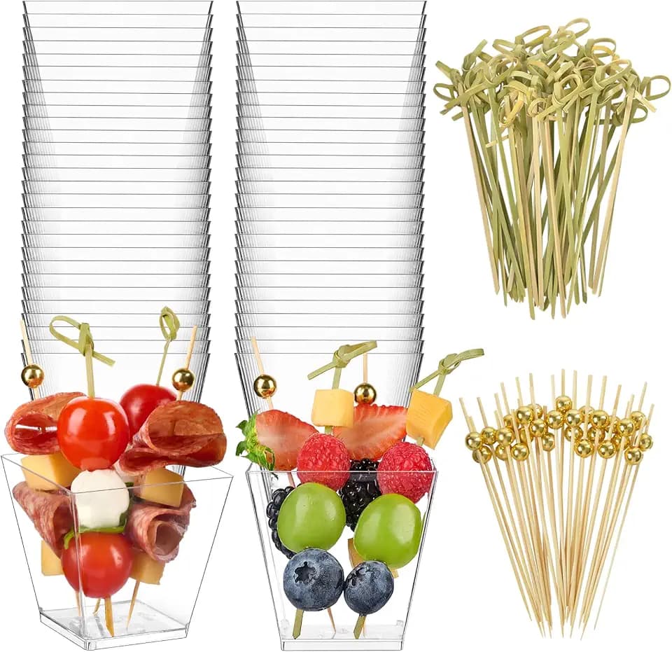 Zezzxu 250 Pcs 7 oz Plastic Charcuterie Cups with Sticks, Serves 50