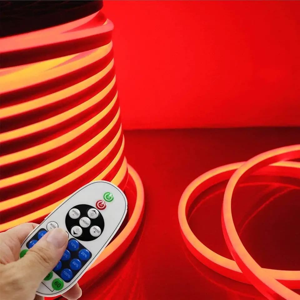 LED NEON Light, AC 110-120V Flexible LED Neon Strip Lights, 120 LEDs/M, Dimmable, Waterproof 2835 SMD LED Rope Light + Remote Controller for Home Decoration (131.2ft/40m, Red)