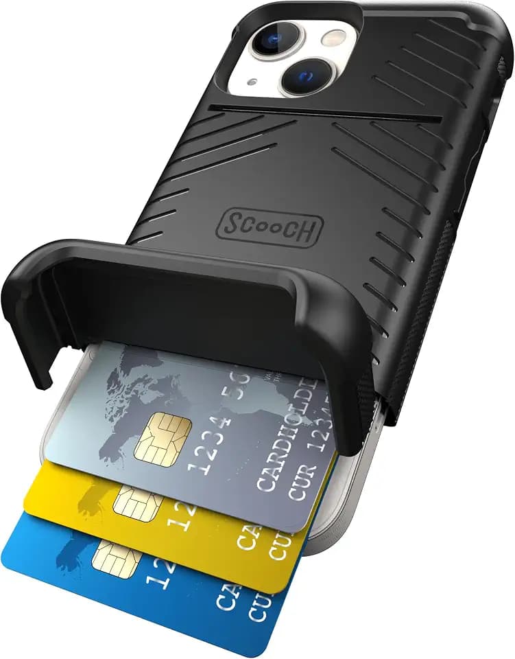 Scooch for iPhone 13 Mini Wallet Case Card Holder, Wingmate, Black