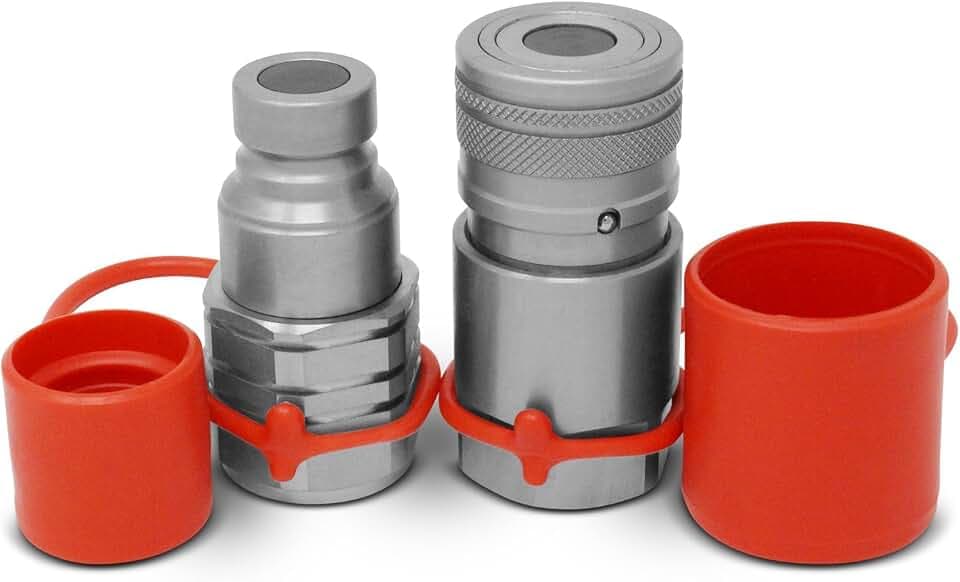 Summit Hydraulics 3/4" SAE -12 Flat Face Hydraulic Quick Connect Couplers/Couplings Set with Dust Caps
