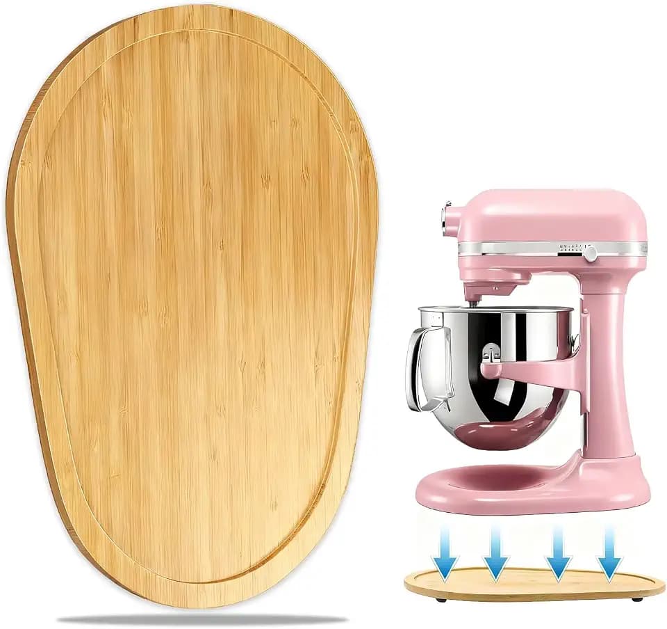 Bamboo Mixer Slider Compatible with KitchenAid 5-8 Qt Bowl Lift Stand Mixer, Appliance Sliding Mat Accessories and Attachments for Kitchen Aid, Countertop Moving Tray