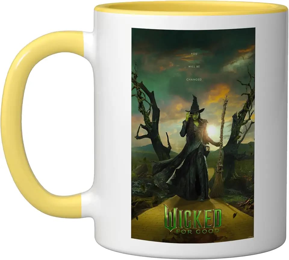Wicked: For Good Elphaba Yellow Brick Road Poster Ceramic Mug, Yellow/White, 11oz
