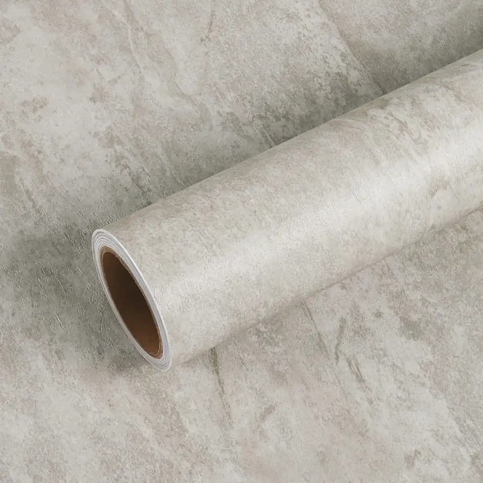 VEELIKE Light Concrete Wallpaper 15.7''x354'' Concrete Peel and Stick Countertop Contact Paper Waterproof Removable Decorative Retro Concrete Cement Wall Paper for Kitchen Backsplash Cabinets Table