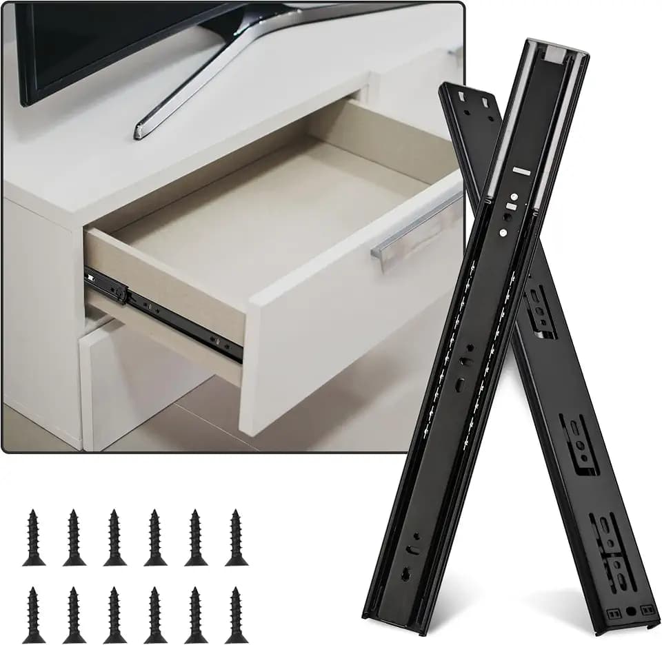 10 Pairs 14 inch Soft Close Drawer Slides Full Extension Drawer Slides Ball Bearing Slides Rails for Dresser File Cabinet 100 LB Load Capacity Black