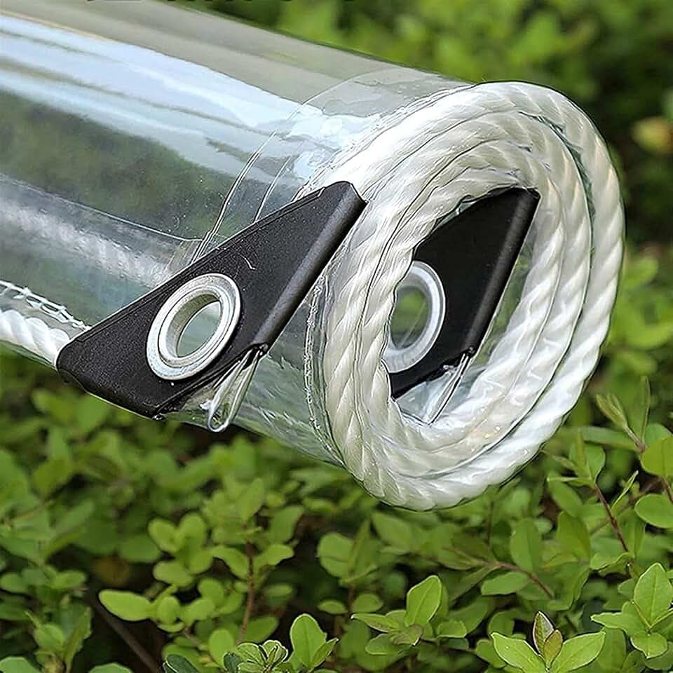 Canopies Tarps Clear PVC Waterproof Cloth Tear Resistance Waterproof 0.35mm Vinyl Transparent Awning Canopy Patio Enclosure,Anti-Aging Insulation Soft Glass Tarpaulin (5' x 7')