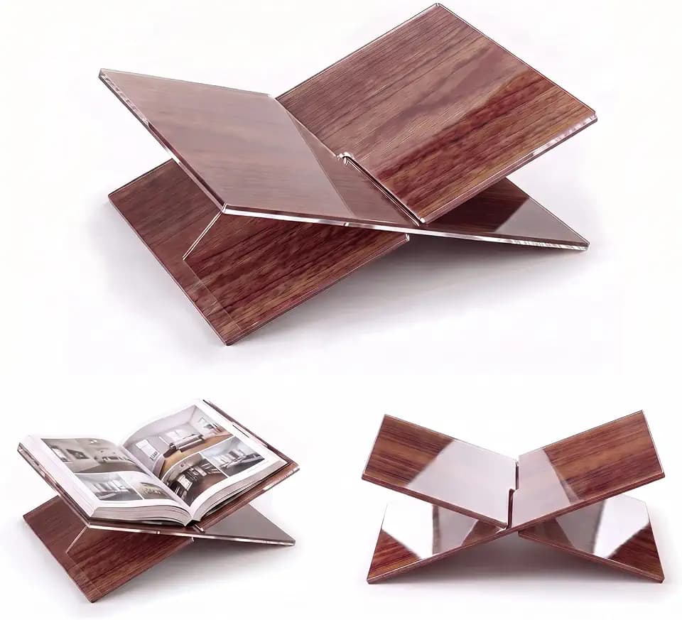 Kajaia Wood Grain Acrylic Book Stands Display Open Book Holder Bible Stand