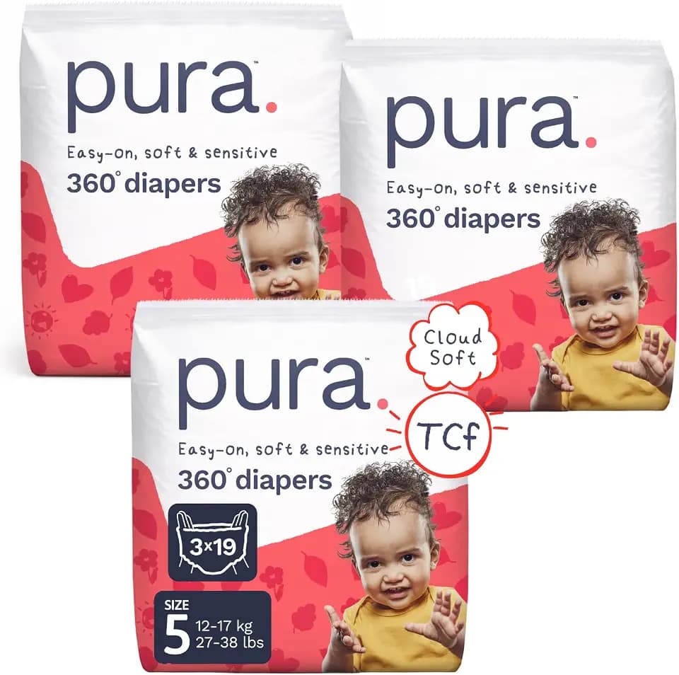 Pura 360° Stretch Diaper Pants Size 5 (27-38 lbs) 57 Count