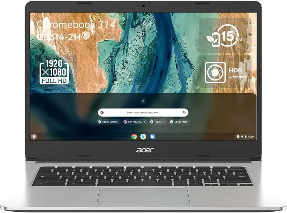 Chromebook 314 CB314-2H-K6CV Kompanio 500 MT8183 2.0GHz 8GB/64 14in FHD HD(0.9) Mali-G72 MP3 WiFi 5 BT 5.0 Chrome OS Clamshell Silver
