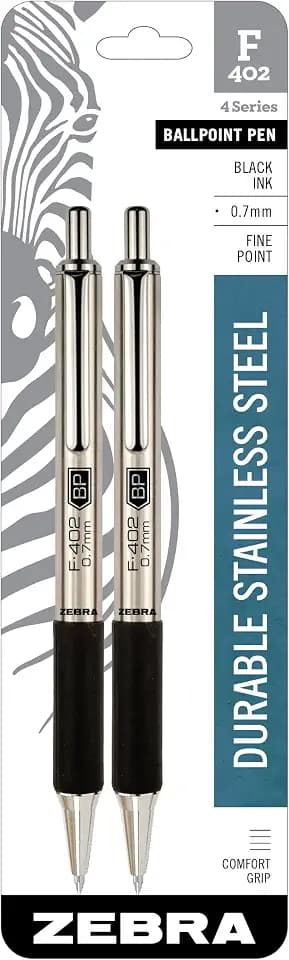 Zebra Pen F-402 Retractable Ballpoint Pen, Black Ink, 0.7mm, 12 Pks 24 ttl