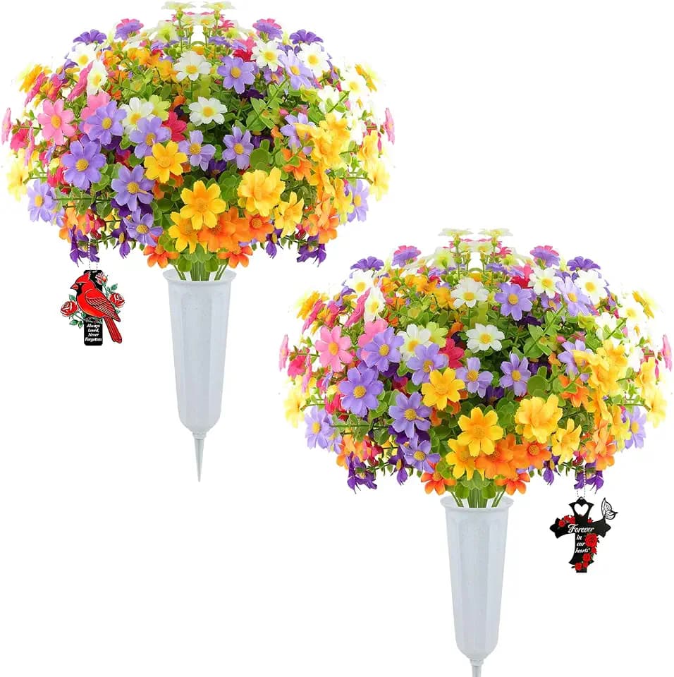 Colorful Flowers for Cemetery-Memorial Flowers for Grave Decorations