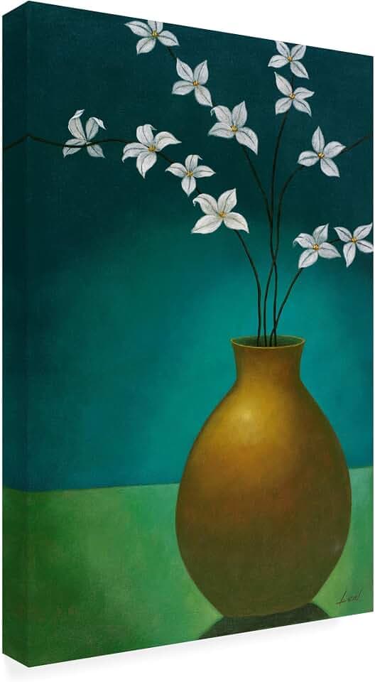 Trademark Fine Art - 'Small Floral Vase 3' Canvas Art - 19x12