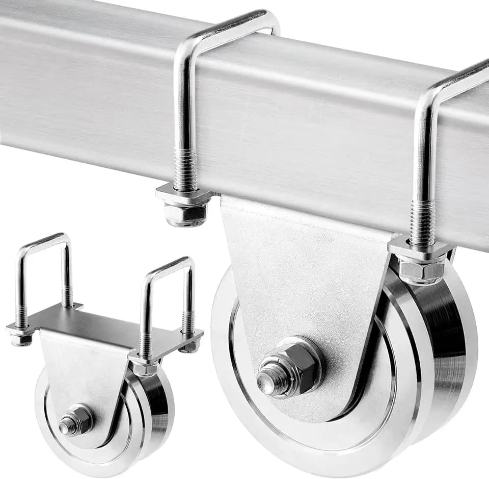 Tatuo 2 Pack 4" Heavy Duty V Groove Gate Roller Wheel, 3000lbs Capacity Galvanized Steel Dual Bearing Bolted External Mount Bracket for Sliding/Inverted V Track Gates, No Welding, Easy Installation