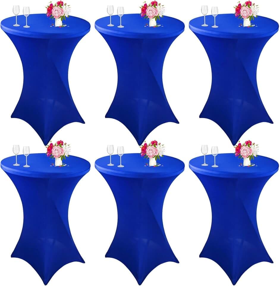 6 Pack Cocktail Spandex Tablecloth 32"x43" Royal Blue Stretch Square Corners Cocktail Table Cover Fitted High Top Round Table for Bar Wedding Birthday Party Banquet