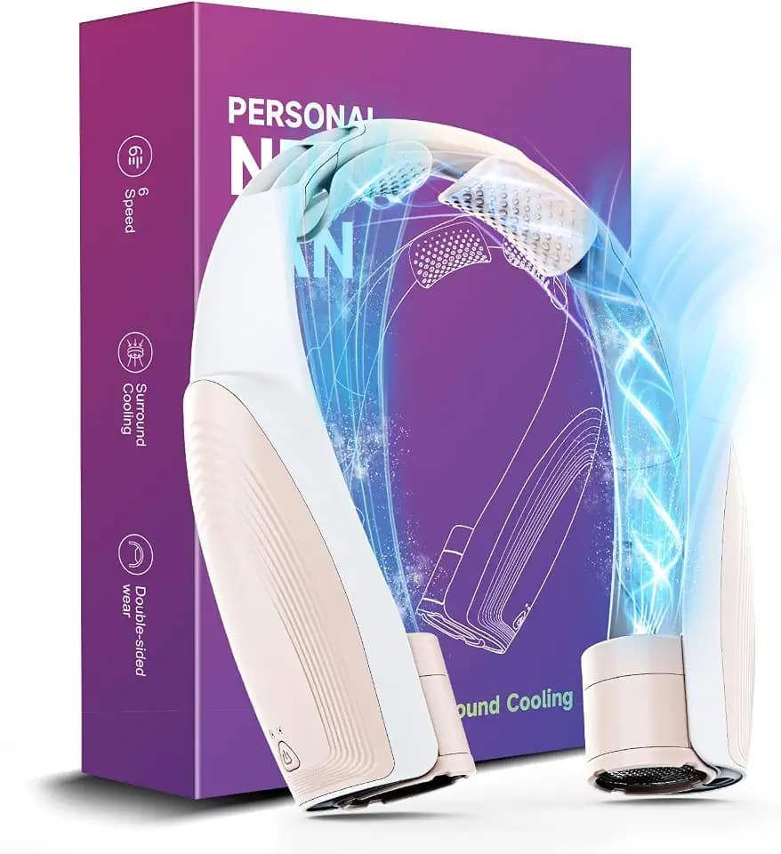 8000mAh Portable Neck Fan with 6 Powerful Speeds, 20H Runtime Cooling Fan