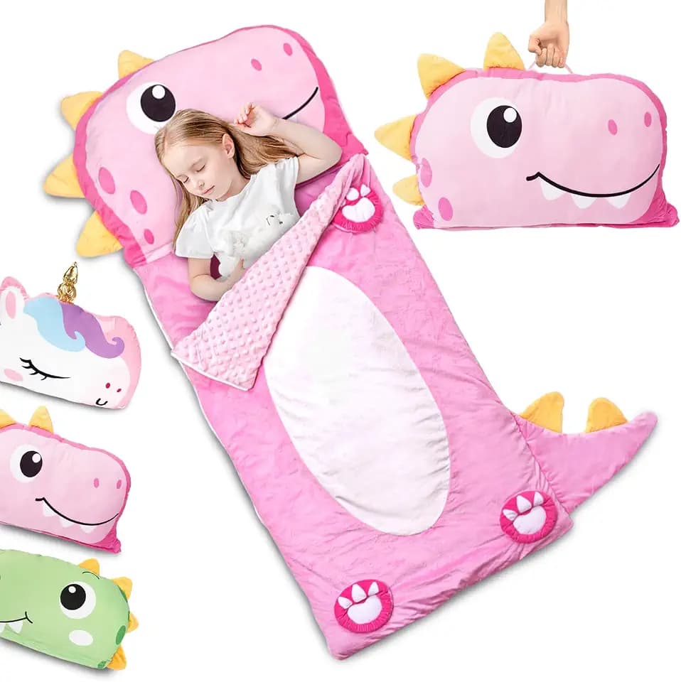 Primlect Kids Sleeping Bag, 3 in 1 Larger Plush Animal Toddler Nap Mat