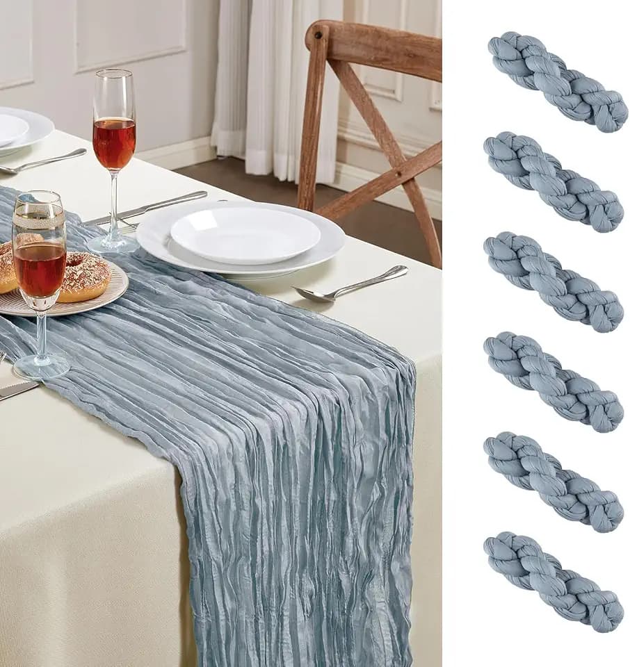6 Pack Dusty Blue Cheesecloth Table Runner 35×120 Inch Fall Boho Home Decor
