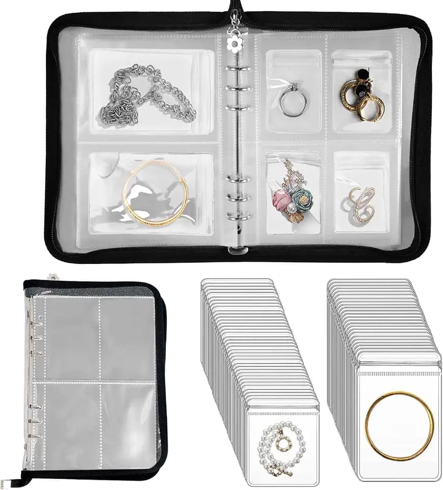 Travel Jewelry Organizer Transparent Jewelry Storage Book Set Black
