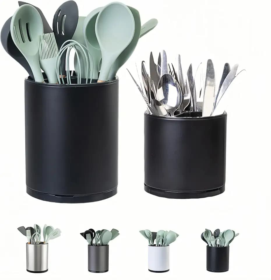 LIBODOUR 2 Set Utensil Holder,Large Kitchen Utensil Holder for Countertop