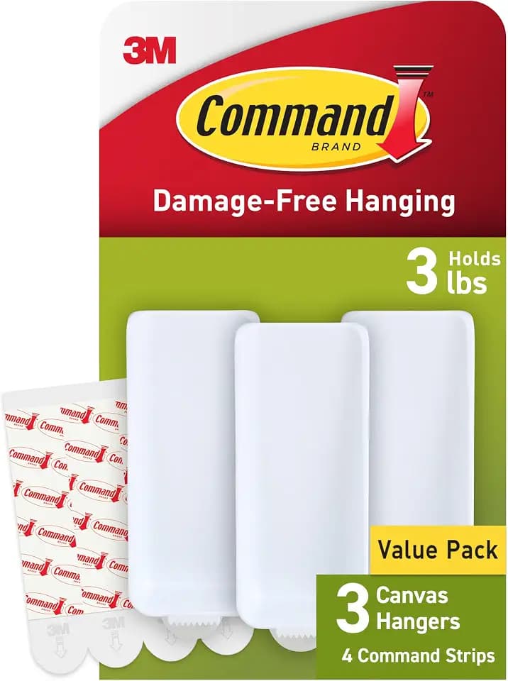 Command 3 lb Canvas Hangers, 3 Hangers, 4 Strips