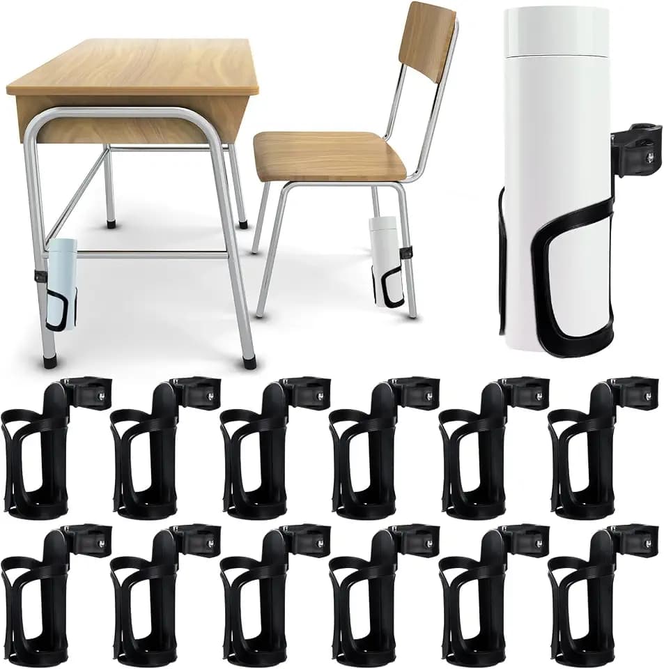 gisgfim 12Pcs Water Bottle Holder for Classroom Durable Cupholder for Desk Chair Anti-Spill 360° Rotating Water Bottle Holders Back to School Gift for Student Coffee Cup Holder for Office Home