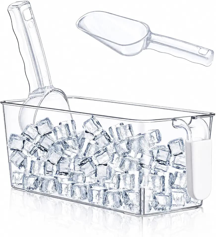 Havawish Clear Ice Bucket for Freezer Scoop Set Freezer Ice Bin Storage