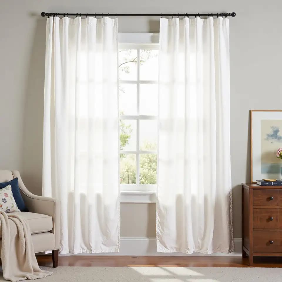 jinchan Linen Curtains Light Filtering Back Tab 60x84 Inch 2 Panels White