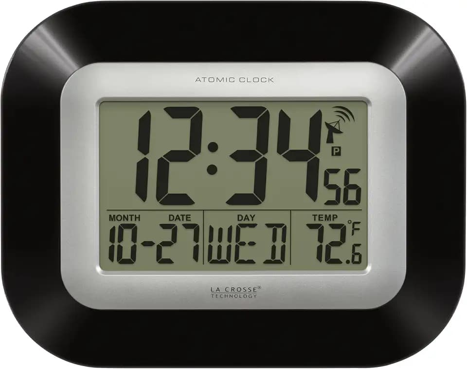 La Crosse Technology Atomic Wall/Table Clock, 7.2-inch H x 8.95-inch W x 1.2-inch D (WT-8005U-B)