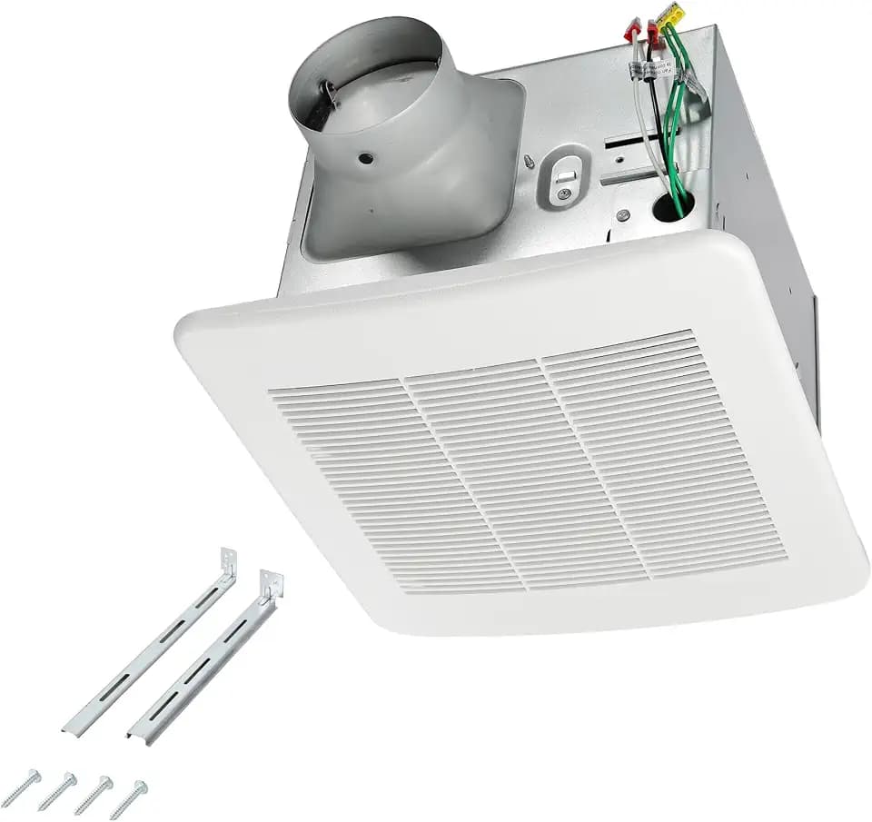 Amazon Basics AB-BV100 Bathroom Exhaust Fan, 110 CFM, 1.0 Sone, Ultra Quiet Operation, ENERGY STAR Certified, White