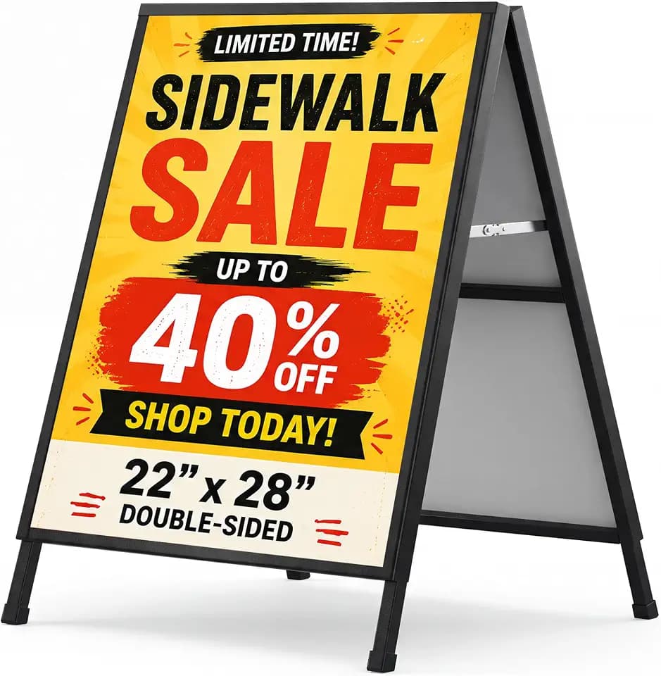 A Frame Sidewalk Sign 22x28, Heavy Duty Double-Sided Sandwich Board