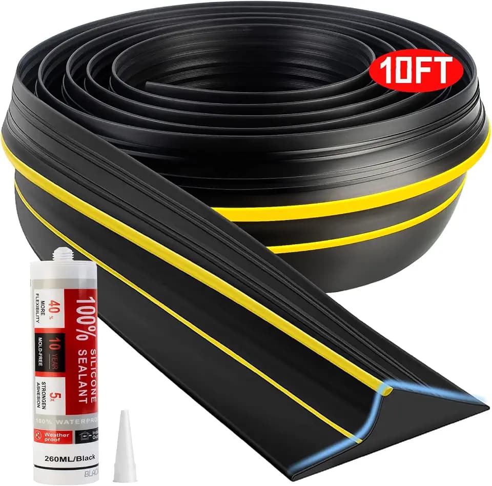 Jin&Bao Universal Garage Door Threshold Seal 10FT Rubber Strip & 1 Adhesive