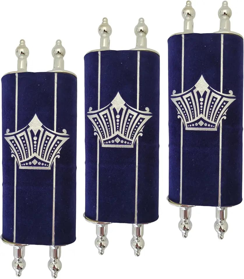 Zion Judaica 3-PK Complete Small Torah Scrolls with Cover 8" Full Sefer Torah Scripture with Vowels Trops Simchas Tohrah Judaica Gift for Bar Mitzvahs Parsha Reading Practice Mini Tora Upsheren Gifts