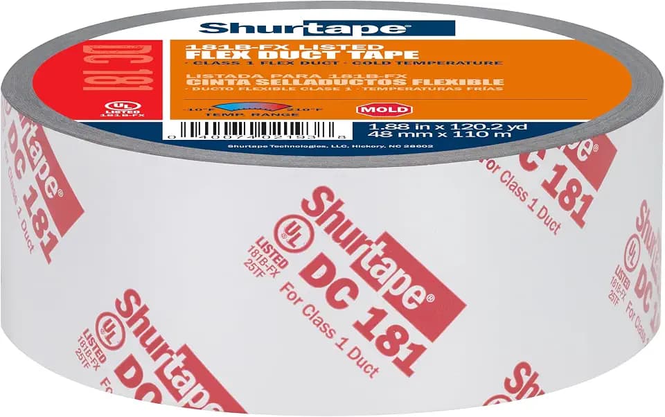 Shurtape DC 181 UL 181B-FX Listed/Printed Film Tape, 48mm x 110m, Metalized Print, 1 Roll (164686)
