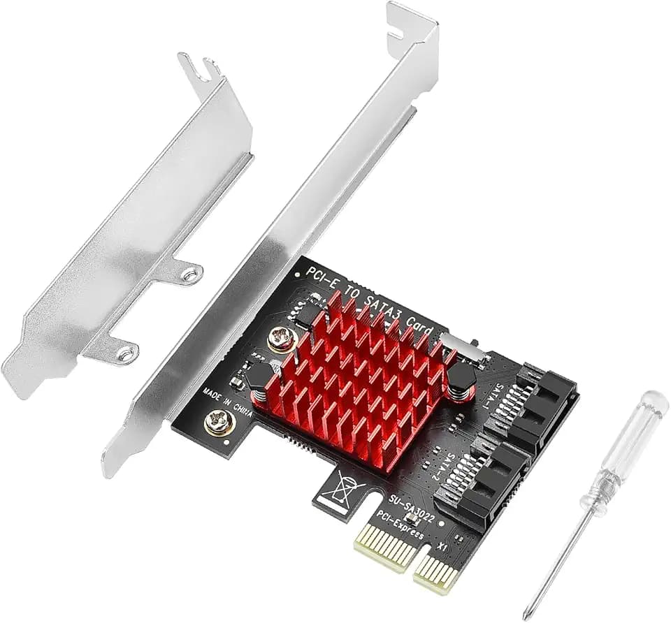 ELUTENG PCIe SATA Karte 2 Ports, 6Gbps PCIe zu SATA Adapter SATA 3.0 Controller Karte PCI Express X1 Erweiterungskarte mit Low Profile Halterung für Desktop PC Unterstützung SSD HDD