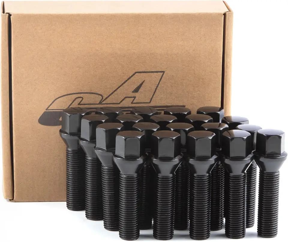 20 Verlängerte Radschrauben Radbolzen für Spurverbreiterungen I M14x1,5x40mm I Kegelbund SW 17mm I Kompatibel mitdie meisten Audi Volkswagen (Schwarz)