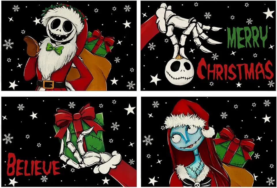 Christmas Placemats 4 Pcs 12×18 Inch Xmas Decorations for Home
