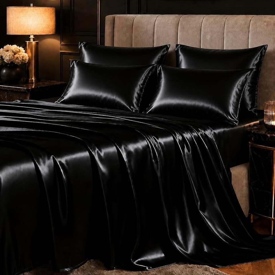 CozyLux Full Satin Sheets, Fits Mattresses up to 14 Inches, 6-Piece