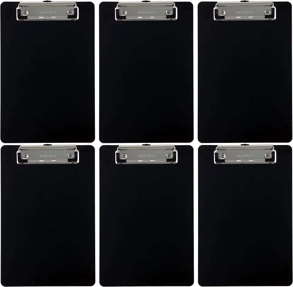 Trade Quest Small Memo Clipboard 6'' x 9'' Low Profile Clip (6-Pack) Black