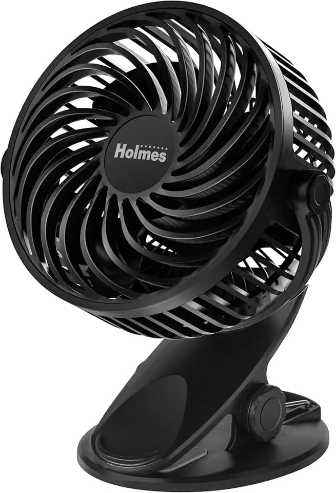 Holmes 4" USB Rechargeable Clip Fan Portable 3-Speed 360° Tilt
