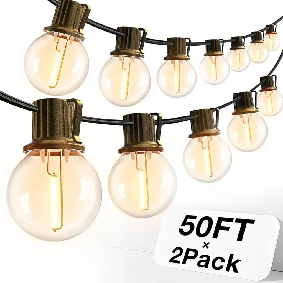 addlon 100FT Outdoor String Lights 54 G40 LED Bulbs Dimmable Waterproof