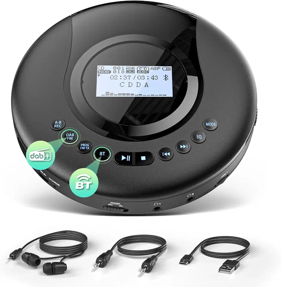 Arafuna Tragbarer CD-Player mit DAB+/UKW- Radio, CD Player Bluetooth