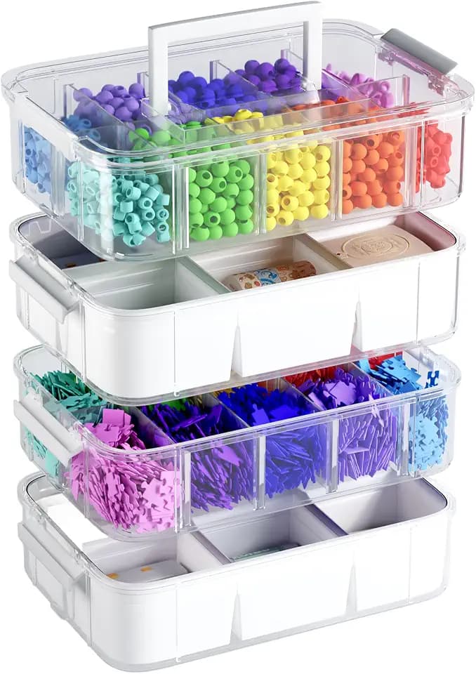 CraftGenes Craft Storage Organizer, 4-Tier Box with 20 Dividers