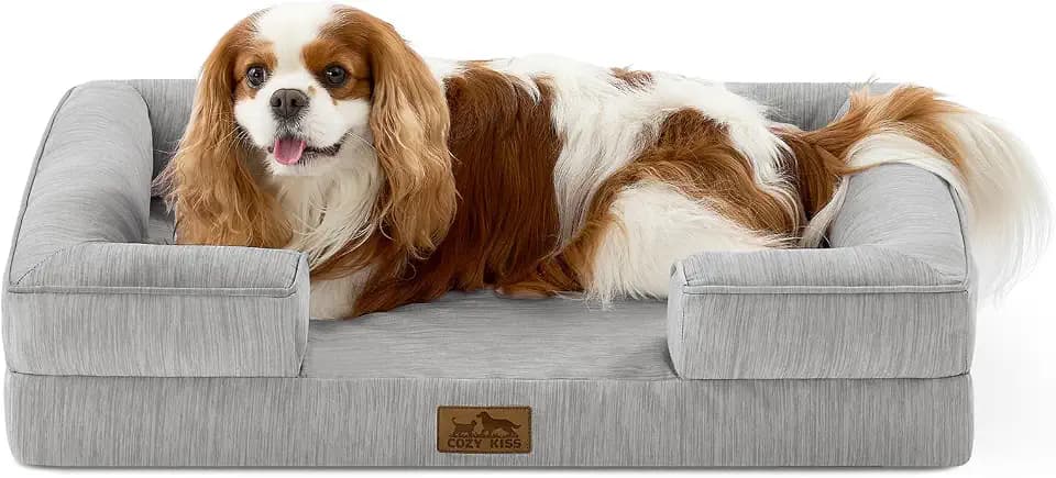 COZY KISS Orthopädisches Hundebett Kleine Hunde, Grau Hundesofa, 76x51CM