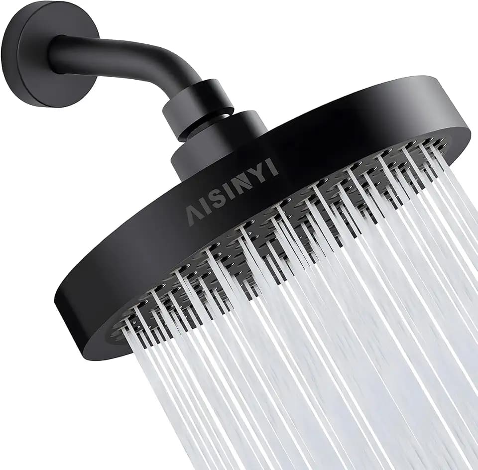 6" High Pressure Rain Shower Head, Luxury Matte Black Finish