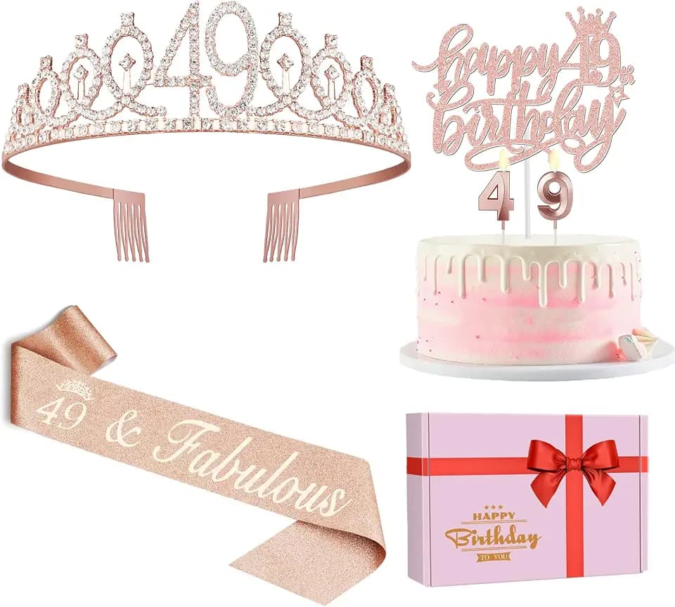 Juesly 49th Birthday Decorations for Women Rose Gold Party Supplies