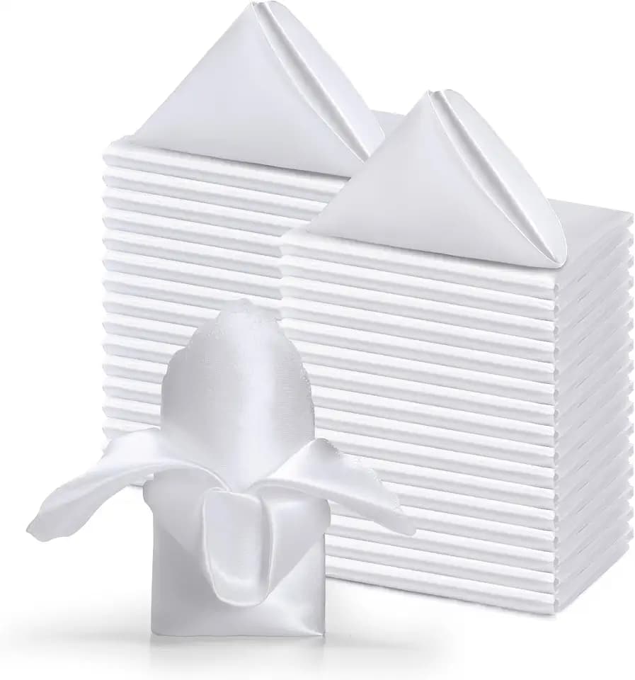 White Satin Napkins, 17x17 Inches, 100 Pack
