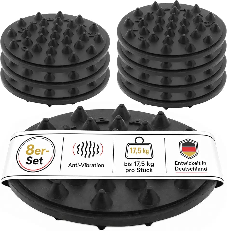 Oehlbach Shock Absorber - Hochwertige Schwingungsdämpfer für Subwoofer, Lautsprecher, Verstärker & Plattenspieler - Vibrationsschutz, Lautsprecherfüße, 8er-Set, Schwarz