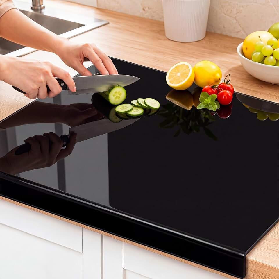 Wesiti Large Acrylic Cutting Board with Lip Non Slip 30"L x 20"W Black Cutting Board Chopping Acrylic Countertop Protector Cover Shatter Resistant for Home Restaurant Kitchen Sink Stove