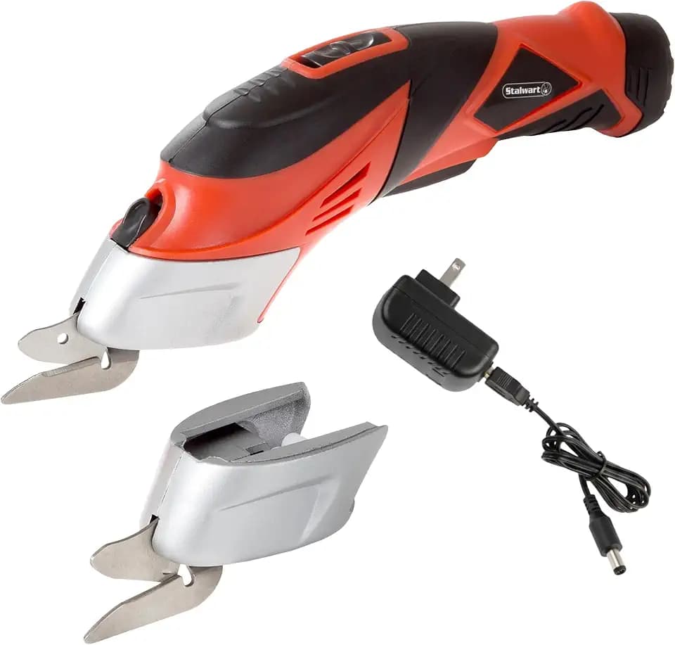 Stalwart Cordless Electric Scissors with Two Blades, Red