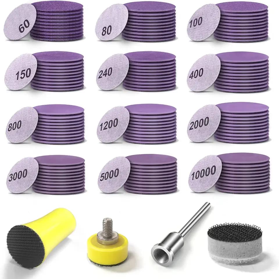 MAXMAN 1" Sanding Discs, 120Pcs Wet/Dry Sandpaper, 1/8" Shank Backing Pad